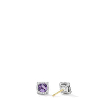 Load image into Gallery viewer, Petite Chatelaine Pave Bezel Stud Earrings with Ameythst and Diamonds
