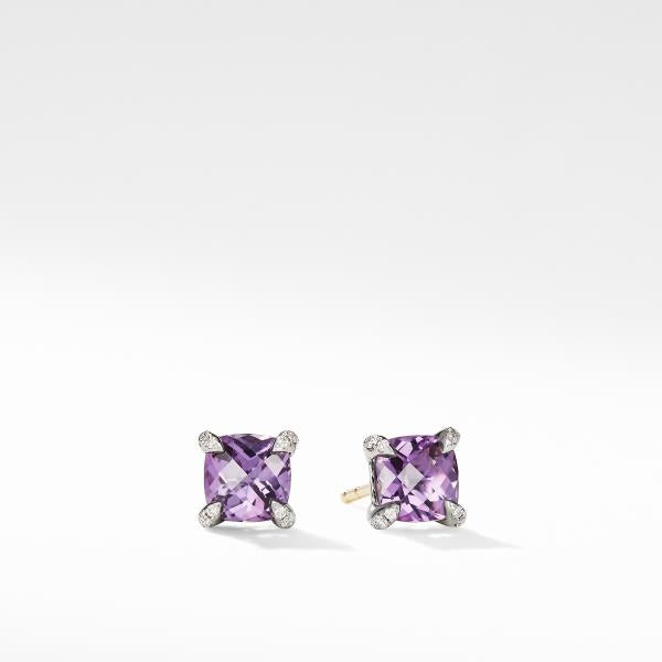 Chatelaine Stud Earrings with Amethyst and Diamonds