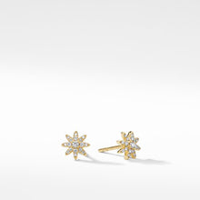 Load image into Gallery viewer, Petite Starburst Stud Earrings in 18K Yellow Gold with Pave Diamonds
