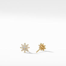 Load image into Gallery viewer, Petite Starburst Stud Earrings in 18K Yellow Gold with Pave Diamonds
