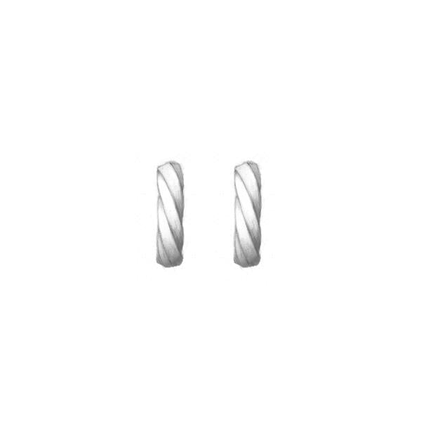 Cable Edge Huggie Hoop Earrings in Recycled Sterling Silver