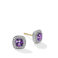 Petite Albion Stud Earrings with Amethyst and Pave Diamonds