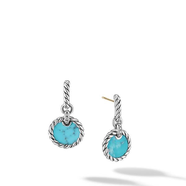 DY Elements Drop Earrings with Turquoise and Pave Diamonds