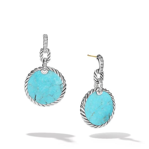 DY Elements Convertible Drop Earrings with Turquoise and Pave Diamonds