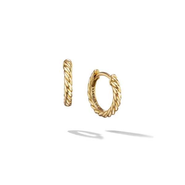 Sculpted Cable Huggie Hoop Earrings in 18K Yellow Gold