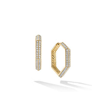 Carlyle Hoop Earrings in 18K Yellow Gold with Pave Diamonds
