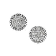 DY Elements Button Stud Earrings with Pave Diamonds