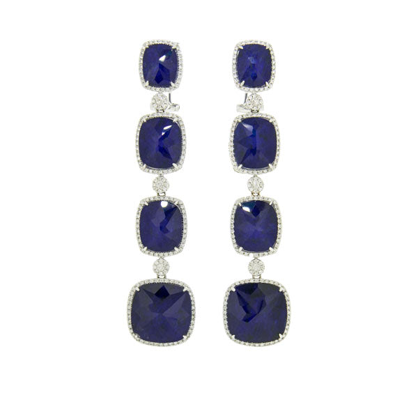 Royal Collection Lapis & Diamond Tiered Earrings