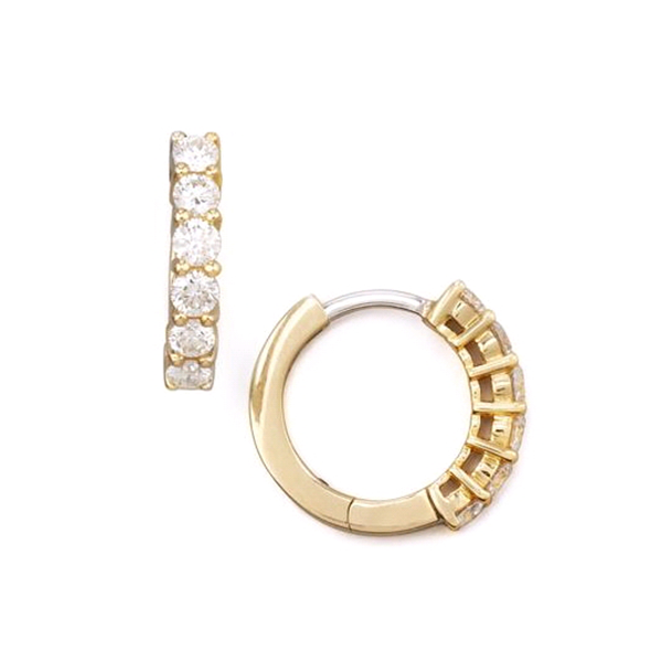 Roberto Coin 18K Huggy Diamond Hoop Earrings