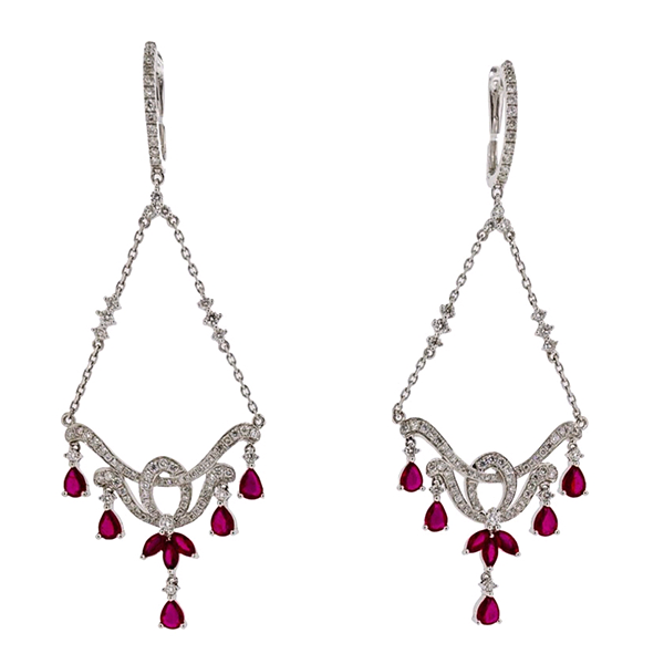 Royal Collection Ruby and Diamond Chandelier Earrings