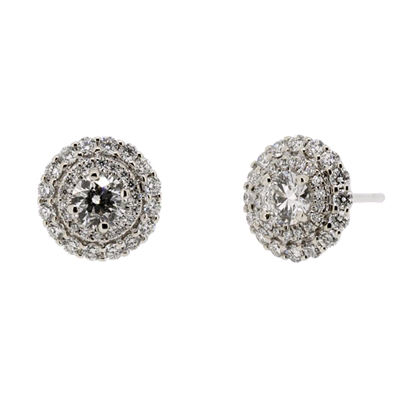 Royal Collection Solitaire Double Halo Earrings