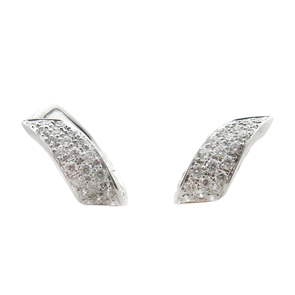 Palmiero Diamond Ribbon Huggie Earrings