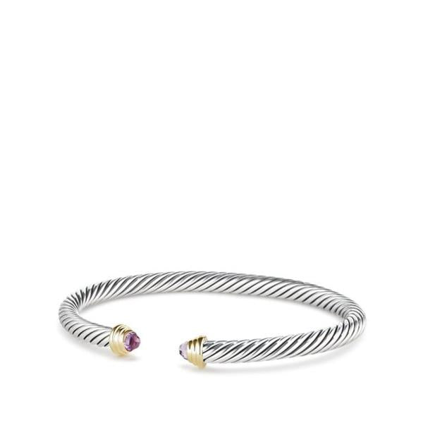 Cable Kids Birthstone Bracelet with Amethyst and 14K Gold, 4mm