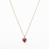 Cable Collectibles Kids Heart Charm Necklace with Rhodalite Garnet in 18K Gold