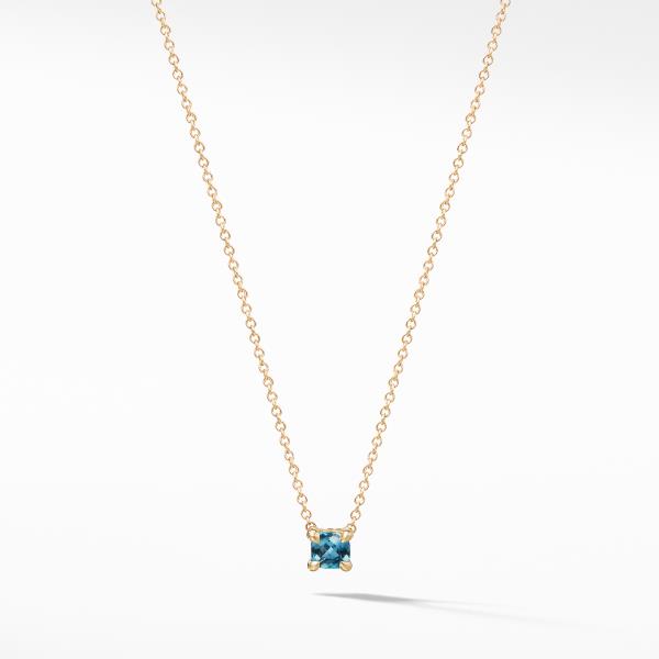 Chatelaine Kids Necklace with Hampton Blue Topaz in 18K Gold, 4mm