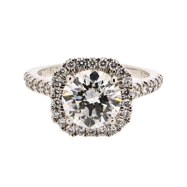 Martin Flyer Cushion Halo Diamond Engagement Ring
