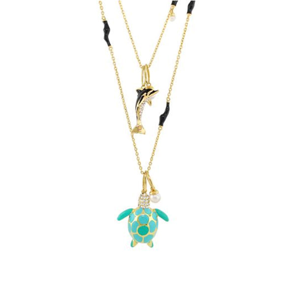 Lauren G Adams Eau Turtle and Dolphin Necklace