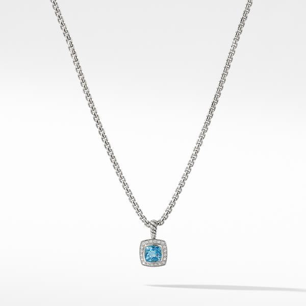 Petite Albion Pendant Necklace with Blue Topaz and Diamonds