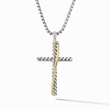 Load image into Gallery viewer, Crossover Cross Necklace with 18K Yellow Gold
