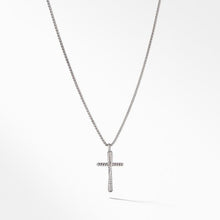 Load image into Gallery viewer, Crossover Cross Necklace in Sterling Silver with Diamonds, 35.6mm
