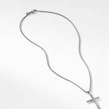 Load image into Gallery viewer, Crossover Cross Necklace in Sterling Silver with Diamonds, 35.6mm
