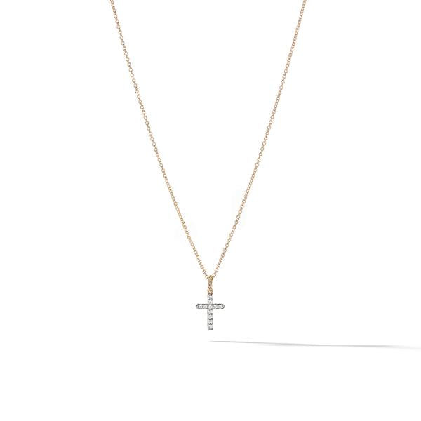 Cable Collectibles Cross Necklace in 18K Yellow Gold with Pave Diamonds