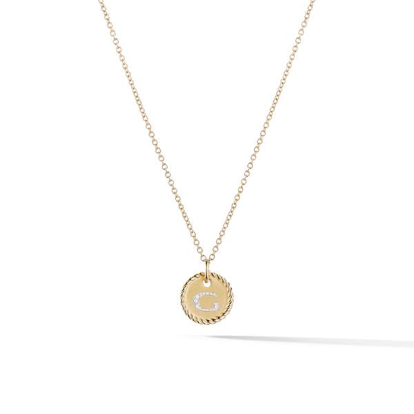 G Pendant with Diamonds in Gold on Chain
