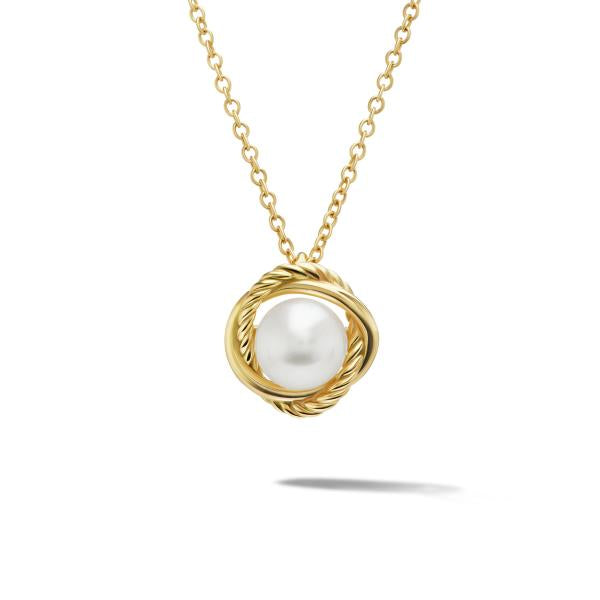 Infinity Pendant Necklace in 18K Yellow Gold with Pearl