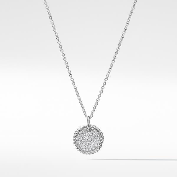 Cable Collectibles Pave Plate Necklace with Diamonds in 18K White Gold