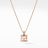 Chatelaine Pendant Necklace with Diamonds in 18K Rose Gold with Morganite