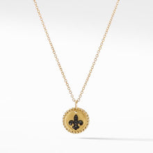 Load image into Gallery viewer, Cable Collectibles Fleur de Lis Necklace with Black Diamonds in 18K Gold

