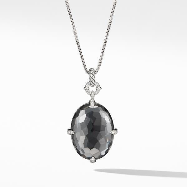 Chatelaine Statement Pendant Necklace in Grey Orchid with Diamonds
