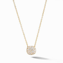 Load image into Gallery viewer, Cushion Stud Pendant Necklace in 18K Yellow Gold with Pave Diamonds
