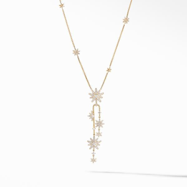 Starburst Cluster Necklace in 18K Yellow Gold with Pave Diamonds