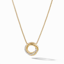 Load image into Gallery viewer, Crossover Mini Pendant Necklace in 18K Yellow Gold with Diamonds
