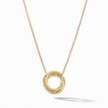Load image into Gallery viewer, Crossover Mini Pendant Necklace in 18K Yellow Gold with Diamonds
