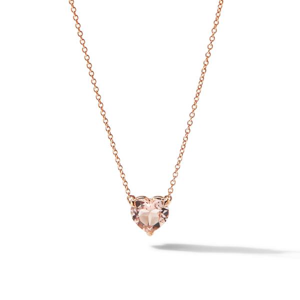 Heart Pendant Necklace in 18K Rose Gold with Morganite