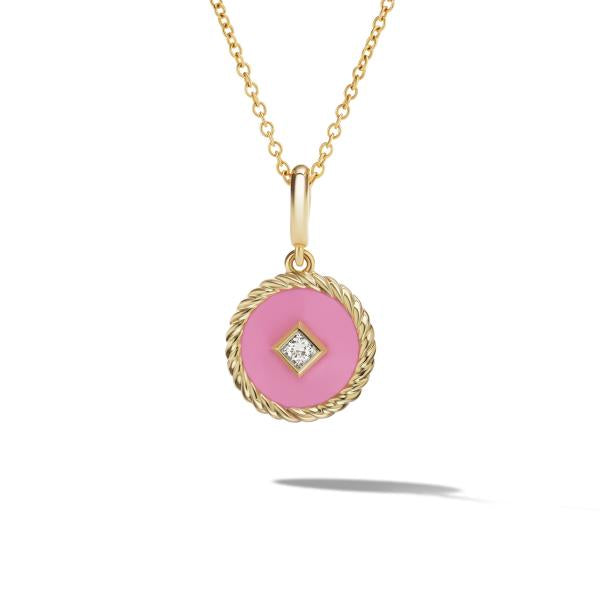 Cable Collectibles Blush Enamel Charm Necklace with 18K Yellow Gold and Diamond