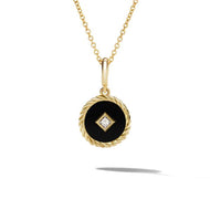 Cable Collectibles Black Enamel Charm Necklace with 18K Yellow Gold and Diamond