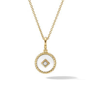 Cable Collectibles White Enamel Charm Necklace with 18K Yellow Gold and Diamond
