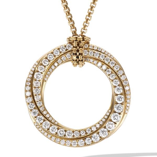 Pave Crossover Pendant Necklace in 18K Yellow Gold with Diamonds