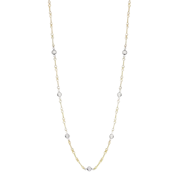 ROBERTO COIN 18K CHAIN NECKLACE WITH DIAMOND STATIONS
