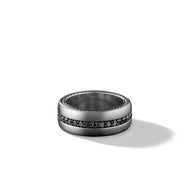 Streamline Band Ring in Grey Titanium with Pave Black Diamonds