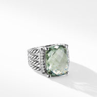 Wheaton Ring in Sterling Silver with Prasiolite and Pave Diamonds
