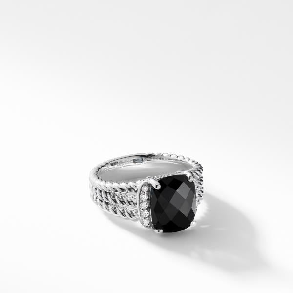 Petite Wheaton Ring with Black Onyx and Diamonds