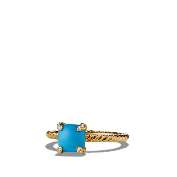 Ring with Turquoise and Diamonds in 18K Gold