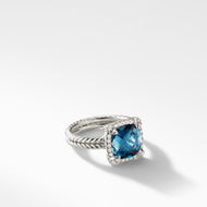 Chatelaine Pave Bezel Ring with Hampton Blue Topaz and Diamonds mm