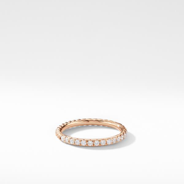 Cable Pave Band Ring in 18K Rose Gold with Diamonds