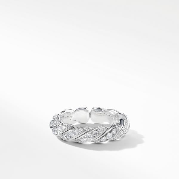 Paveflex Band Ring with Diamonds in 18K White Gold, 5mm