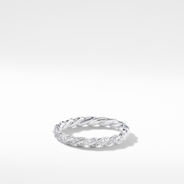 Paveflex Ring with Diamonds in 18K White Gold, 2.7mm